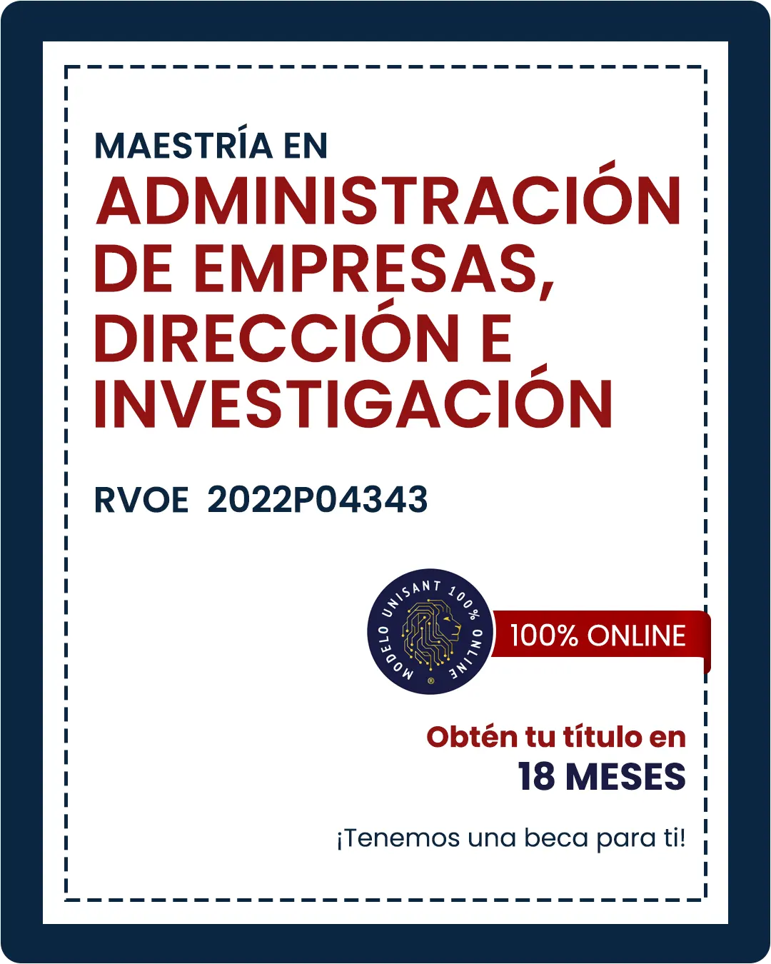 Tarjeta - Maestría - Administración de Empresas, Dirección e Investigación